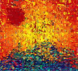 Red Sunset. Abstract painting