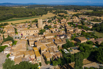Fototapeta na wymiar Aerial drone photography. Spain. Vacation in Spain. Peratallada is a town in the municipality of Forallac, in the county of Baix Empordà, in Catalonia. top view from above