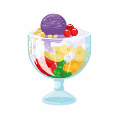 Halo-Halo is a very tasty dessert in the Philippines. Isolated illustration on a white background. Vector illustration.