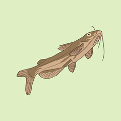 Catfish Illustration with Pastel Background Colors
