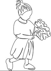 girl with a bouquet of flowers