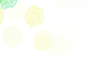 Light Green, Yellow vector doodle texture with leaves.