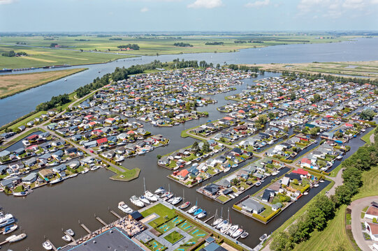 Aerial from the city Lemmer in Friesland the Netherlands