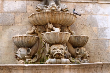 Trapani, Sicily (Italy): Fountain of Saturno, built in 1342 by the Chiaramonte family