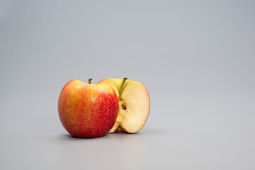 Apple cut on grey background