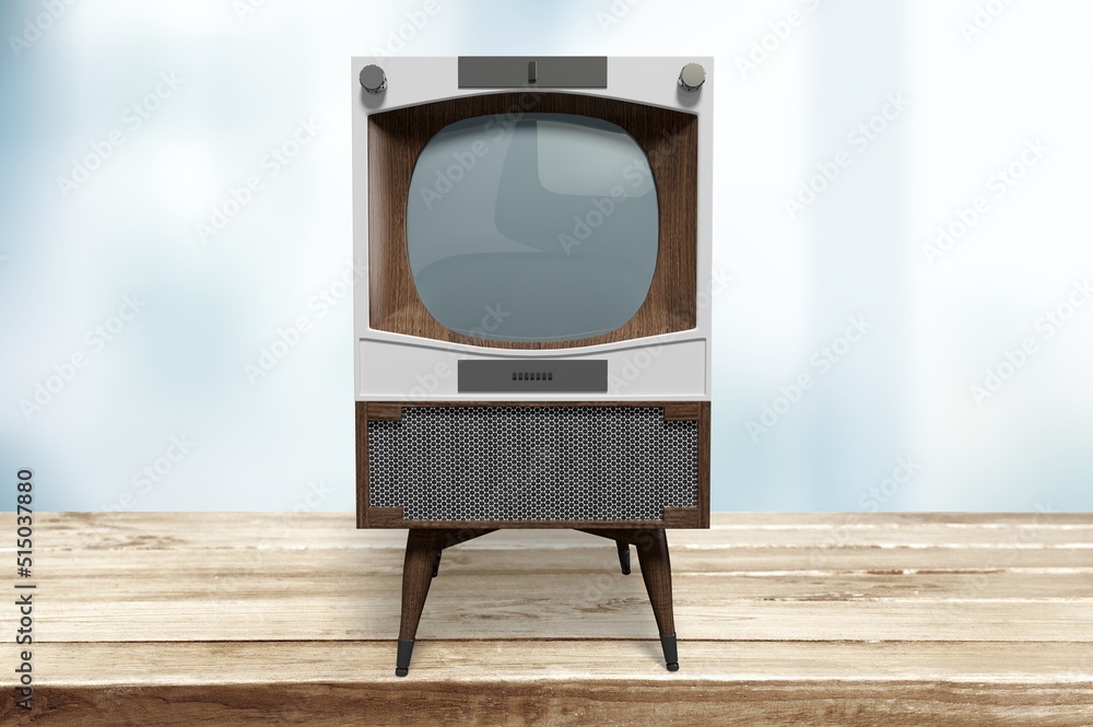 Canvas Prints Antique retro television, old design in the house.