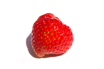 red fresh strawberry on white background