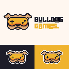 simple minimalist bulldog gamepad joystick logo design