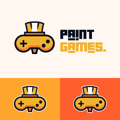 simple minimalist gamepad joystick with paint brush logo design