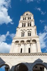 Fototapeta na wymiar Historic Saint Domnius Bell Tower, symbol of Split in Croatia, famous travel destination