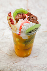 mixed fruit juice in cup