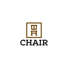 Abstract vintage chair logo design, furniture logo vector