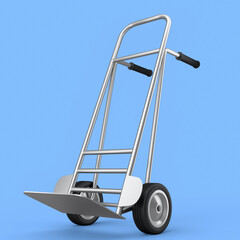 Empty hand truck or dolly for delivery and carrying isolated on blue background