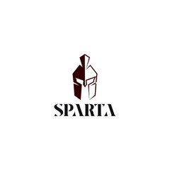 Sparta helmet logo design vector