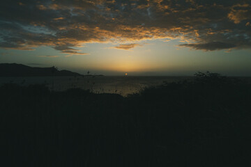 sunset from the mountain overlooking the sea
