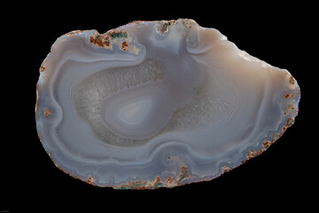 polished agate stone with internal lamination/crystallization