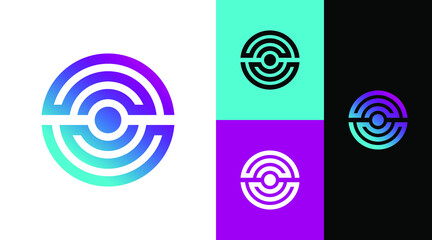 Circle Radar Screen Technology Core System Logo Design Concept