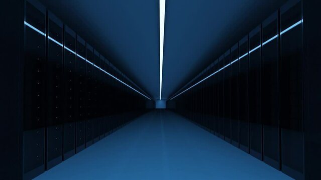 Data center server room slider shot