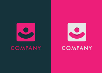 people icon isolated square background logo design template. usable logo for technology finance.business