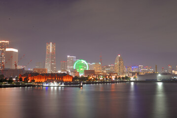 Fototapeta na wymiar 横浜 みなとみらいの夜景 大さん橋から臨む Yokohama Minatomirai