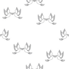 Pigeons seamless vector pattern on white background