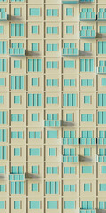 Architecture building windows and doors pattern background. 3d rendering.