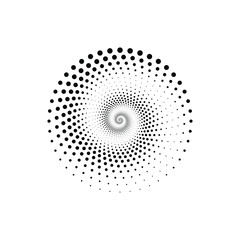 Dot circle logo halftone background. Vector illustration.