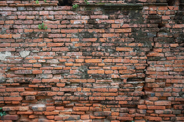 Old red brick wall background of masonry wall