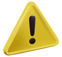Realistic 3d yellow triangle warning sign vector render illustration. Attention conceptual icon.