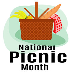 National Picnic Month, idea for postrea, banner, flyer or postcard