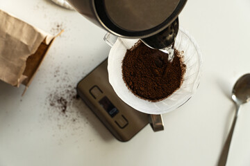 Pour-over method of brewing coffee