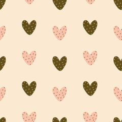 Adorable colorful sweet hearts hand drawn vector illustration. Cute love seamless pattern for kids fabric or wallpaper.