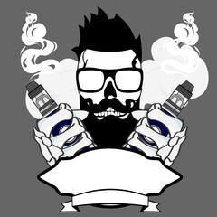 vape skull tattoo logo illustration in vector format