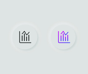 Neumorphic grow chart icon button in solid and gradient color