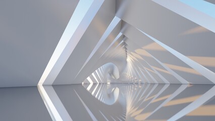 Obraz premium Architecture background geometric arched interior 3d render