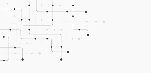 Obraz premium Circuit connect lines and dots. Network technology and Connection concept. Decentralized network nodes connections