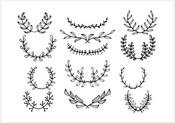 Wreath icon isolated. Eco clip art. Branch with leaf. Frame, border. Vector stock illustration. EPS 10