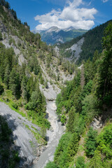 Fototapeta na wymiar Panoramic view over the rhine canyon, Graubuenden, Switzerland, Europe