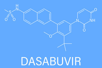 Skeletal formula of dasabuvir hepatitis C virus drug molecule.