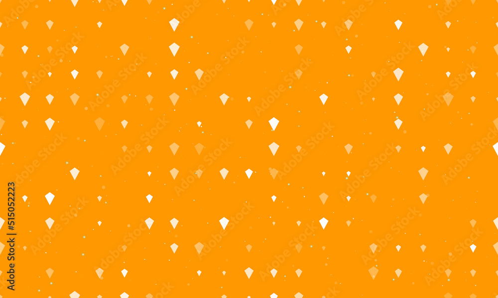 Poster seamless background pattern of evenly spaced white kite symbols of different sizes and opacity. vect