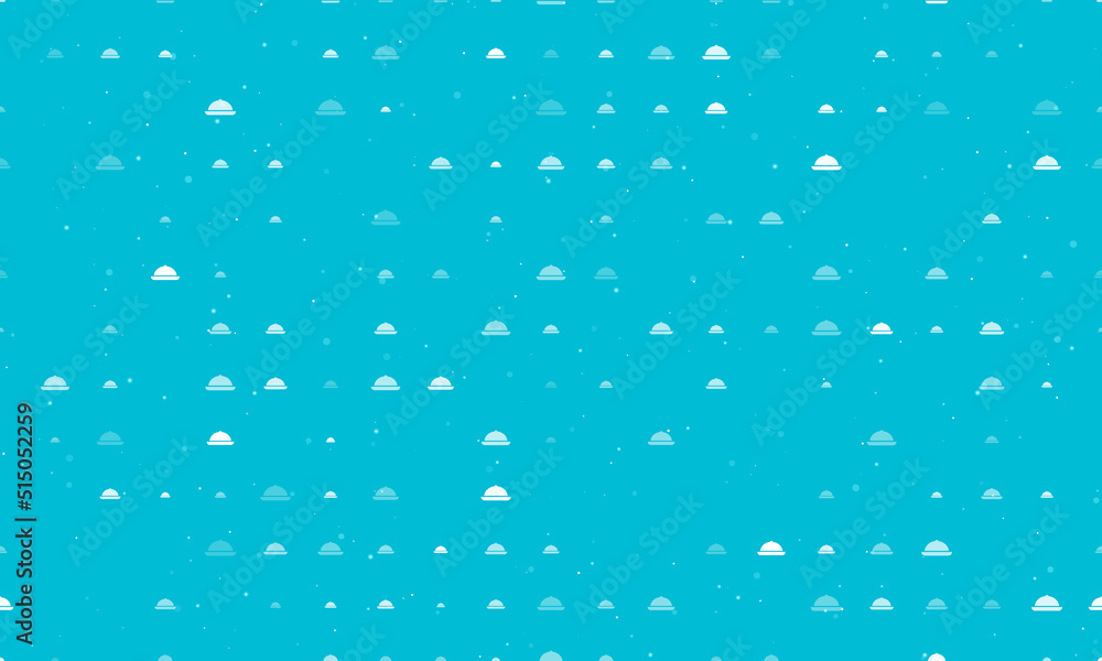 Poster seamless background pattern of evenly spaced white cloche symbols of different sizes and opacity. ve