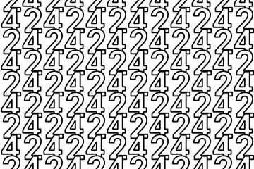 Seamless pattern completely filled with outlines of around the clock symbols. Elements are evenly spaced. Vector illustration on white background