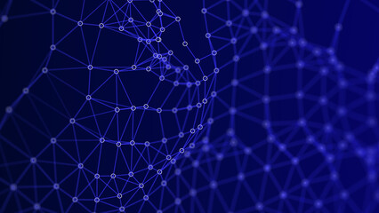 Abstract digital connection dots. Technology background. Network connection structure. 3d rendering. widescreen