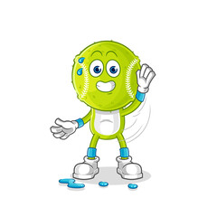 tennis ball stretching character. cartoon mascot vector