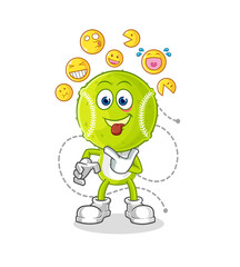 tennis ball laugh and mock character. cartoon mascot vector