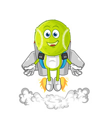 tennis ball with jetpack mascot. cartoon vector