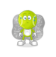 Obraz premium tennis ball thinking hard vector. cartoon character