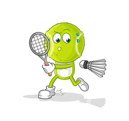 Obraz premium tennis ball playing badminton illustration. character vector