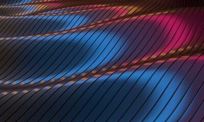 Obraz premium Colorful striped abstract waves shiny background