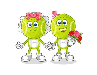 Fotobehang tennis ball wedding cartoon. cartoon mascot vector © dataimasu